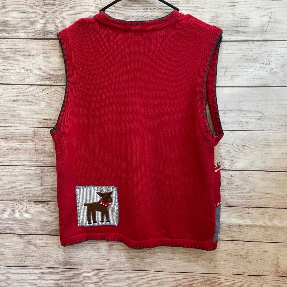 VINTAGE VICTORIA JONES EMBROIDERED PATCHWORK SWEATER VEST - Picture 8 of 9